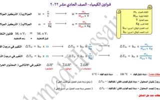 قوانين كيمياء حادي عشر علمي ف1 #أ. أحمد حسين 2022 2023
