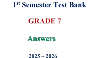 اجابة بنك أسئلة لغة انجليزية الصف السابع الفصل الأول
