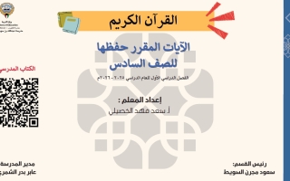 مذكرة القرآن الكريم للصف السادس الفصل الأول أ سعد الخصيلي