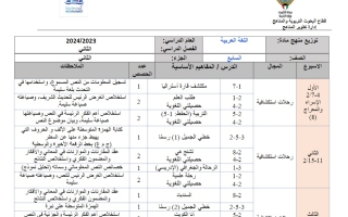 توزيع منهج لغة عربية سابع فصل ثاني #2023-2024