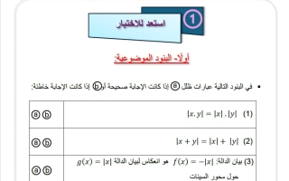 موضوعي الوحدة الأولى رياضيات الصف العاشر الفصل الأول