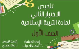 تلخيص الاختبار الثاني تربية اسلامية الصف الأول الفصل الأول أ أسماء الدعيات