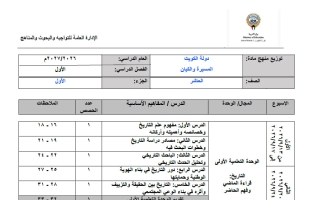 توزيع منهج (الجزء الأول) تاريخ الصف العاشر الفصل الأول 2026-2027