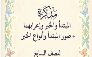 مذكرة المبتدأ والخبر واعرابهما لغة عربية الصف السابع الفصل الأول أ هيام البيلي