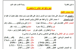 ملخص نحو وقواعد اللغة العربية للصف العاشر الفصل الثاني