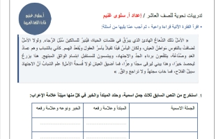 تدريبات نحوية للغة العربية الصف العاشر الفصل الأول أ سلوى غنيم