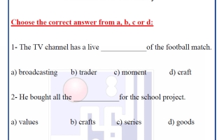 أوراق عمل التقييمي الثاني لغة انجليزية الصف السادس الفصل الأول