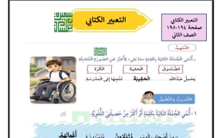 التعبير الكتابي (صفحة 194-195) للغة العربية الصف الثاني الفصل الثاني أ سميرة بيلسان
