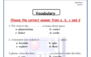 أوراق عمل الوحدة الخامسة لغة انجليزية للصف الرابع الفصل الثاني