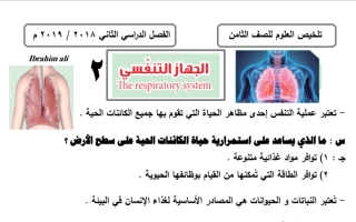 تلخيص الجهاز التنفسي علوم ثامن ف2