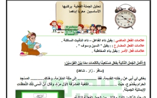 ورقة عمل الجملة الفعلية للغة العربية الصف الرابع الفصل الثاني أ سميرة بيلسان