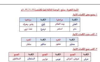 الثروة اللغوية للوحدة الثالثة (هيَا نكتشف) عربي سابع متوسط ف1 #أ. وجيه الهمامي 2022 2023