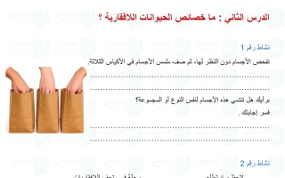 حل درس ما خصائص الحيونات اللافقارية علوم الصف الرابع الفصل الأول