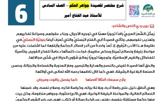 شرح مختصر لقصيدة جواهر الحكم للغة العربية الصف السادس الفصل الثاني أ عبد الفتاح أمير