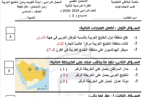اجابة أسئلة قصير 1 اجتماعيات الصف السادس الفصل الثاني #البلاطي