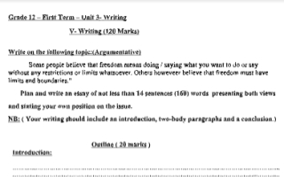 لغة انجليزية U3 Writing Composition ثاني عشر أدبي ف1
