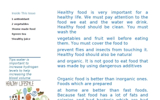 تقرير Healthy food لغة انجليزية الصف العاشر الفصل الأول