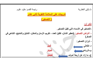 تدريبات (غير محلولة) السلامية اللغوية (التصغير) عربي ثاني عشر ف2 #أ. حنان عيد