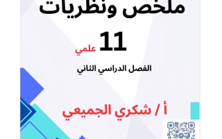 ملخص وقوانين (معدل) رياضيات الصف الحادي عشر علمي الفصل الثاني أ شكري الجميعي