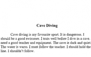 تقرير Cave Diving انجليزي للصف السابع الفصل الأول