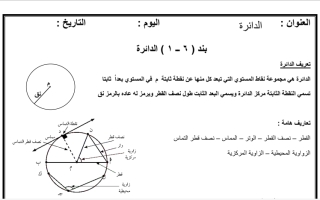 مذكرة وحدة هندسة الدائرة رياضيات عاشر ف2 # مدرسة مرشد البذال