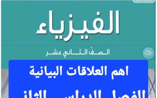 أهم العلاقات البيانية فيزياء الصف الثاني عشر الفصل الثاني