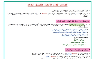 تلخيص درسي (الايمان بالرسل الكرام + نوح عليه السلام) تربية اسلامية الصف الثالث الفصل الأول