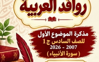 مذكرة الموضوع الأول سورة الأنبياء (الجزء الأول) لغة عربية الصف السادس الفصل الأول أ مروة الشريف