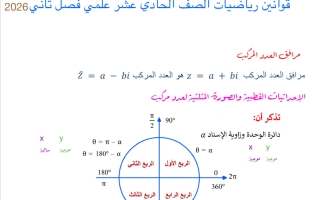 قوانين رياضيات الصف الحادي عشر علمي الفصل الثاني 2026