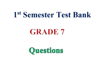 بنك أسئلة لغة انجليزية الصف السابع الفصل الأول
