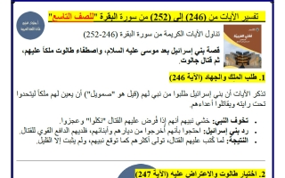 تفسير الآيات المقررة من سورة البقرة لغة عربية للصف التاسع الفصل الثاني أ سلوى غنيم