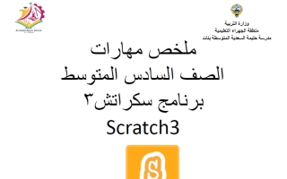 ملخص مهارات (برنامج سكراتش 3) حاسوب الصف السادس الفصل الأول أ ايمان العنزي