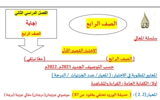 مذكرة الاختبار القصير عربي رابع ابتدائي ف2 #أ. حمادة ماهر 2021 2022