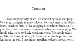 تقرير Camping انجليزي للصف السابع الفصل الأول
