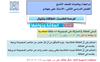 مراجعة رياضيات الصف التاسع الفصل الثاني أ علي جهادي