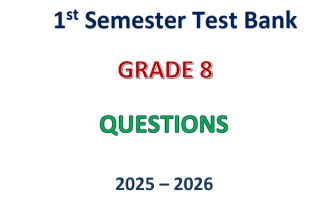 بنك أسئلة لغة انجليزية الصف الثامن الفصل الأول