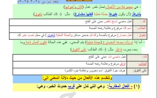 مذكرة كان وأخواتها عربي عاشر فصل أول #أ. أحمد حسان 2024-2025