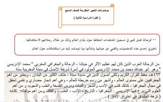 موضوعات التعبير المقترحة عربي سابع ف2