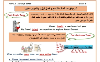 قواعد لغة انجليزية الصف التاسع الفصل الأول