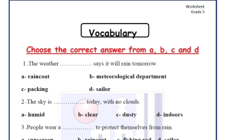 أوراق عمل اختبار القراءة لغة انجليزية الصف الخامس الفصل الأول