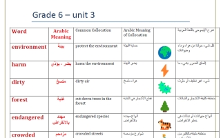 تدريبات الوحدة الثالثة Our Environment, Our Choice لغة انجليزية الصف السادس الفصل الأول أ محمود علي