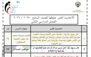 الأحاديث المقرر حفظها تربية اسلامية للصف السابع الفصل الثاني أ عبد العزيز الرشيدي