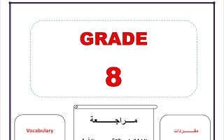 مراجعة الاختبار التقييمي الاول لغة انجليزية الصف الثامن الفصل الثاني