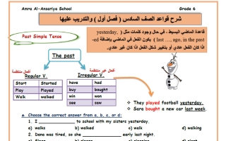 قواعد لغة انجليزية الصف السادس الفصل الأول