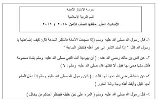 مذكرة إسلامية ثامن ف2 #مدرسة الامتياز الأهلية