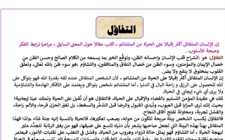 مقال عن التفاؤل عربي حادي عشر فصل أول #أ. أم الخير الزهيري 2023-2024