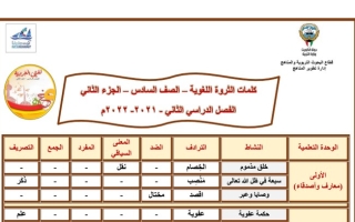 كلمات الثروة اللغوية عربي سادس ف2 #2021 2022