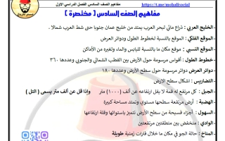 مفاهيم اجتماعيات الصف السادس الفصل الأول