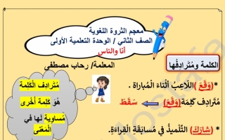 الثروة اللغوية الوحدة الأولى للغة عربية الصف الثاني الفصل الثاني #أ. رحاب مصطفى 2021-2022