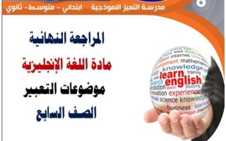 تعبير لغة انجليزية الصف السابع الفصل الثاني